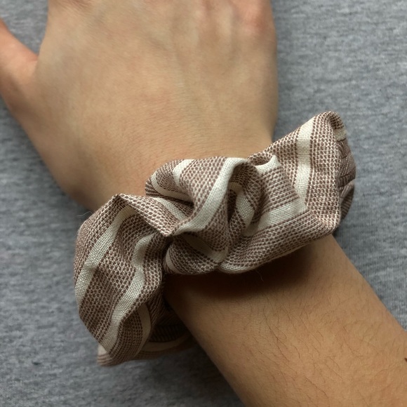 Neutral Striped Handmade Scrunchies - Picture 4 of 4